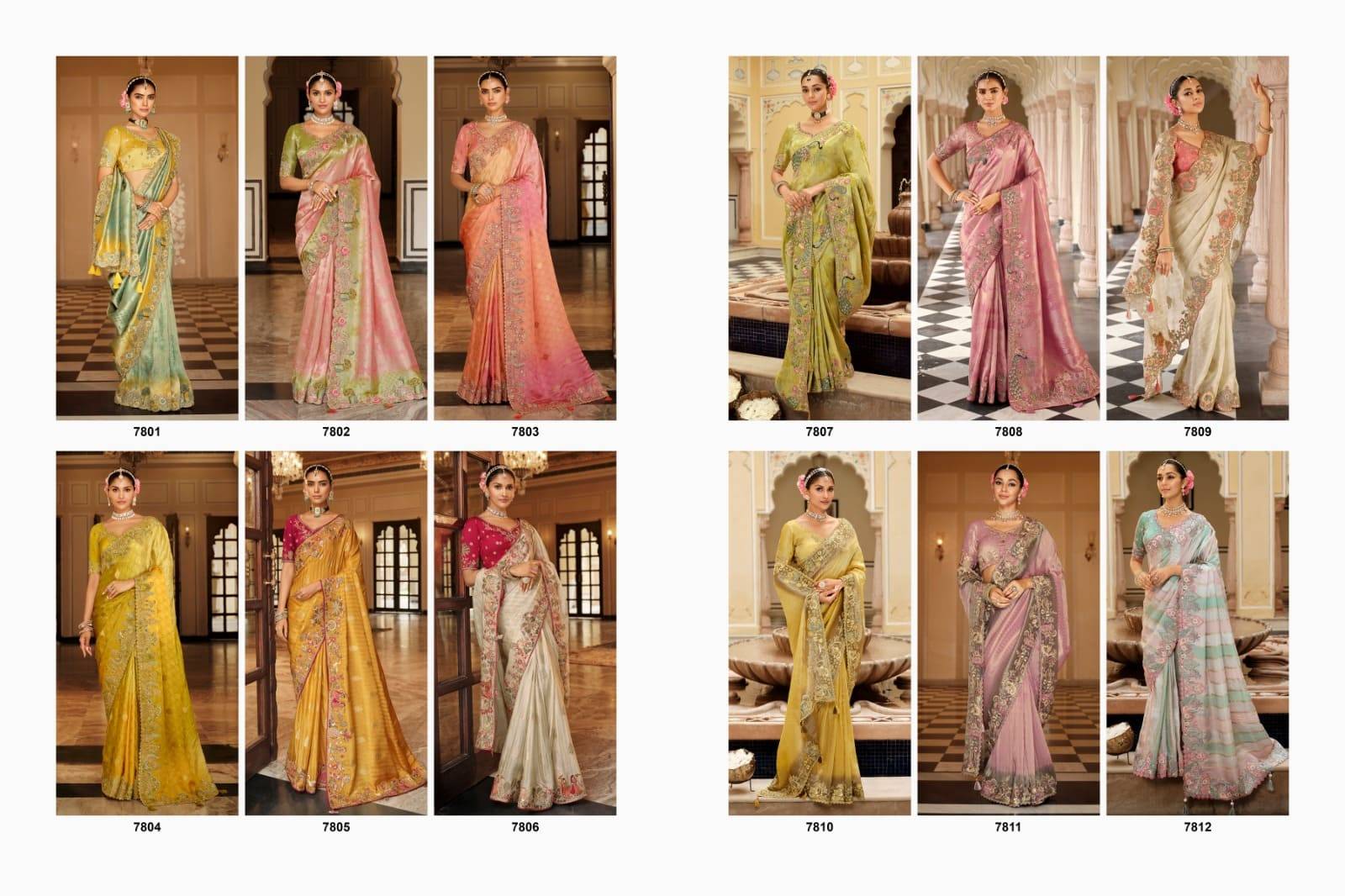 Anaara 7801 Series By Tathastu 7801 To 7812 Series Indian Traditional Bridal Wear Collection Beautiful Stylish Fancy Colorful Party Wear & Occasional Wear Silk Sarees At Wholesale Price